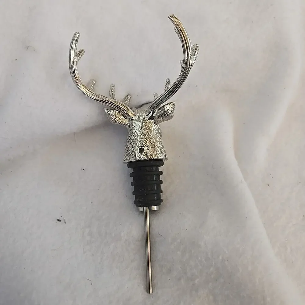 Vintage Jagermeister Genuine Silver Tone Stag Deer Wine Bottle Topper - Used
